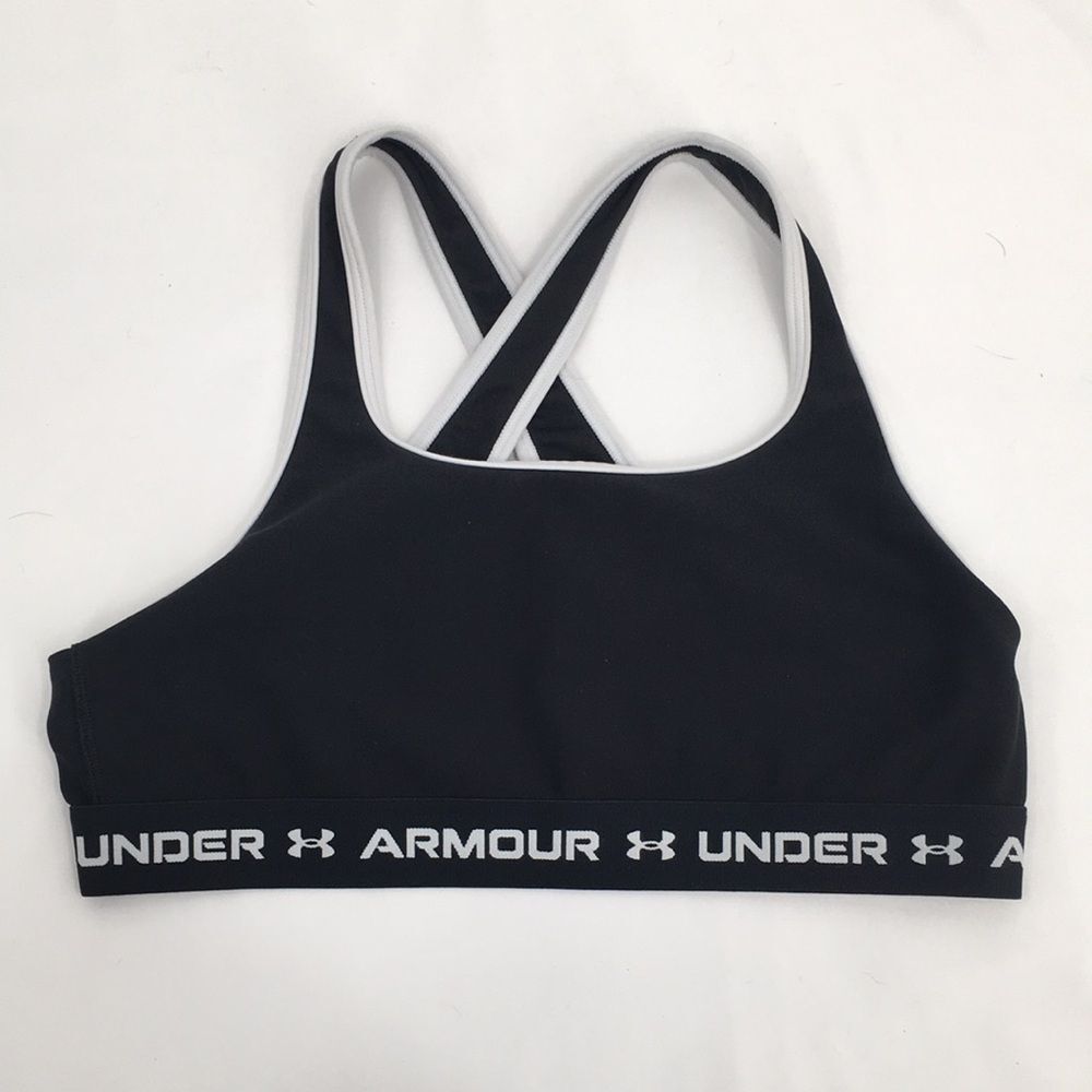 Under Armour Girls Black White Sports Bra Racerback YXL